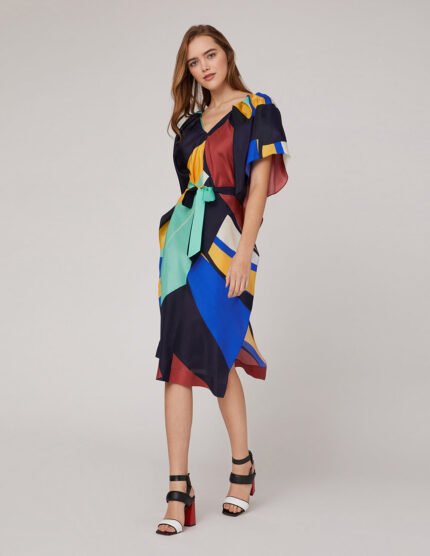 MARYLING V-neck ruffled sleeves dress